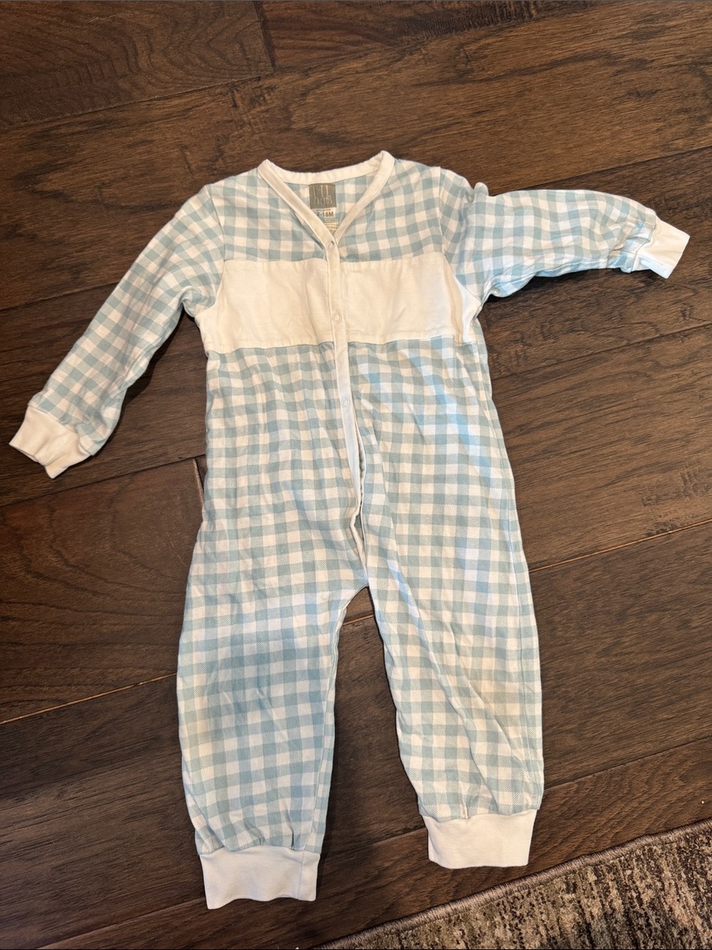 lil Cactus Baby Blue and White Gingham Snap Romper